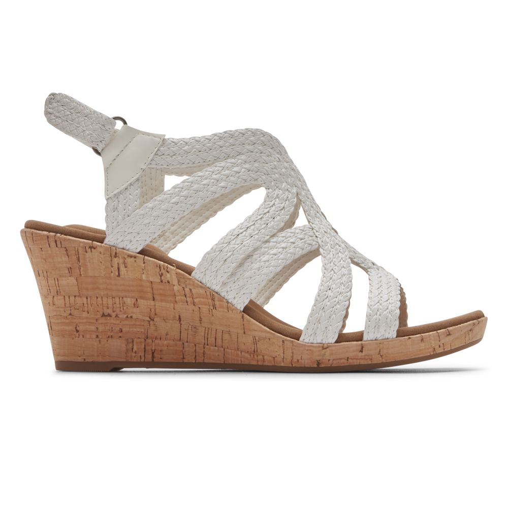 Rockport Briah Braided - Womens Wedges Sandals - White - NZ (ABT-692073)